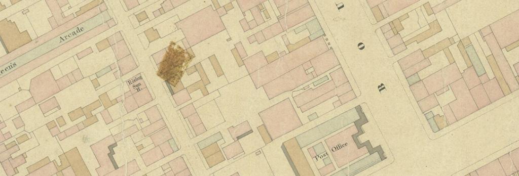 Figure 2: Excerpt from the ‘Bibbs map’, c. 1856, PROV, VPRS 8168/P3 Historic Plan Collection, item MELBRL12.